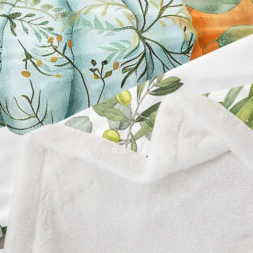 Miniatura 4 de Manfei Manta de calabaza otoñal, manta de cama floral de hojas verdes para decoración de habitación de niños y niñas, manta de plantas botánicas