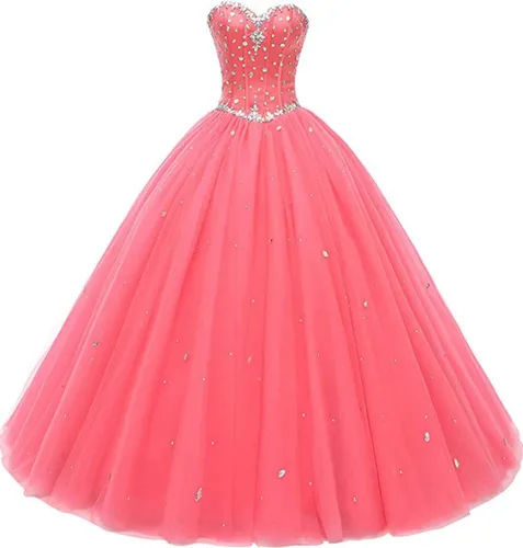 Likedpage - Vestido de tul con escote de corazón para mujer, diseño para bailes, fiestas, graduaciones y quinceañeras