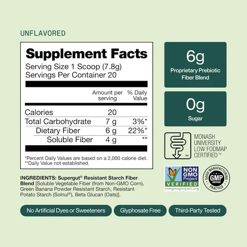 Miniatura 7 de Supergut GLP1 Daily Support - Suplemento en polvo de GLP-1 de alta fibra para mujeres y hombres, mezcla de bebida sin azúcar para la salud