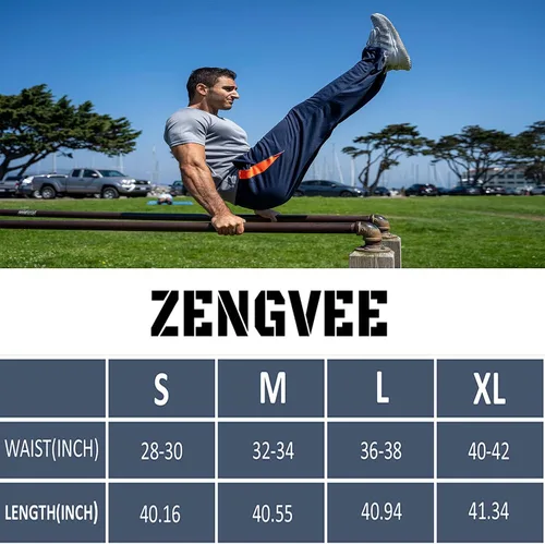 Miniatura 6 de ZENGVEE- Pantalón deportivo para hombre con bolsillos de cremallera y parte inferior abierta para correr, entrenar e ir al gimnasio.