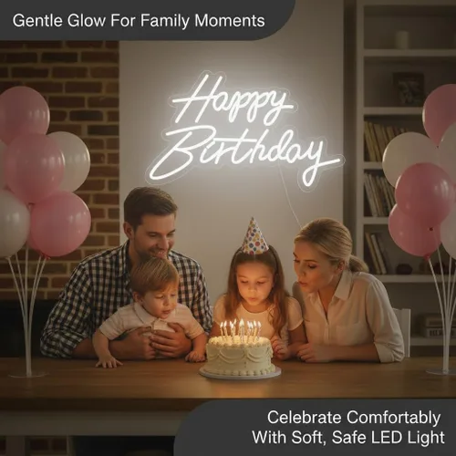 Miniatura 9 de Letrero de neón de feliz cumpleaños, letrero LED acrílico, letras iluminadas, letreros LED de neón para decoración de pared, telón de fondo