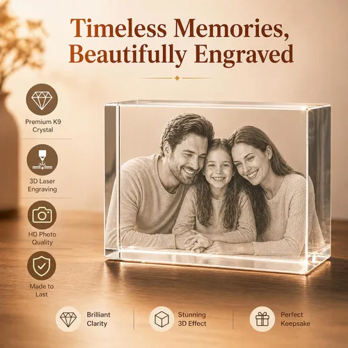 Miniatura 2 de Foto de cristal 3D, regalos personalizados de Navidad para mamá, esposa, mujer, papá, marido, abuela, foto personalizada en cristal, único
