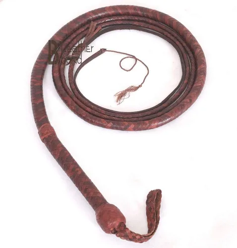 Bull Whip de 06 a 16 pies 12 hebras de cuero de vaca ecuestre Bullwhip vientre de cuero y refuerzo de cuero en el interior, estilo Indiana Jones