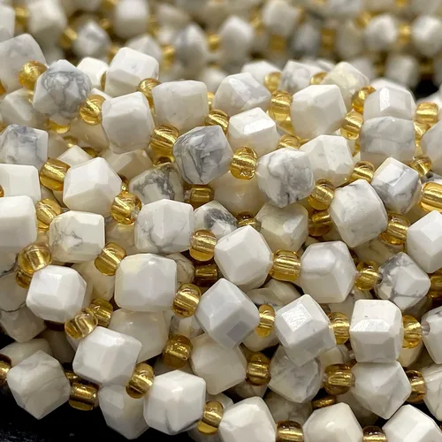 Miniatura 4 de ABCGEMS - Cuentas de howlita blanca como la nieve de California