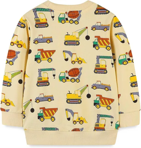 Miniatura 2 de Sudaderas divertidas con cuello redondo y estampado espacial de excavadora para niños, para otoño e invierno, de algodón