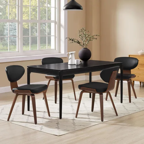 Art Leon Sillas de comedor de mediados de siglo, sillas de comedor tapizadas de piel sintética, silla de cocina sin brazos con patas de madera,