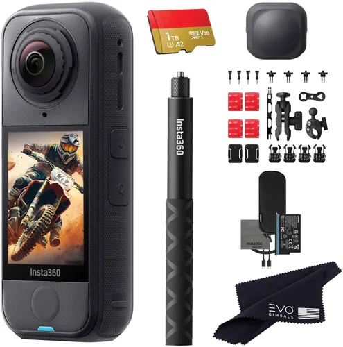 Insta360 Paquete de motocicleta X4 Air | Cámara de acción impermeable 8K 360 más ligera para aventuras épicas, lentes reemplazables | El paquete