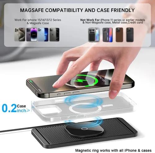 Miniatura 5 de Cargador inalámbrico magnético para Tacoma y 4Runner Phone Almohadilla de carga antideslizante para Tacoma 2024-2026/4Runner 2025+ Cargador Magsafe