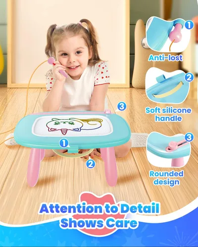 Miniatura 5 de Seimome - Tablero de Dibujo Magnético, Juguete para Niñas de 1 a 3 Años, Tablero de Garabatos y Almohadilla Educativa para Bebés de 1, 2 y 3 Años