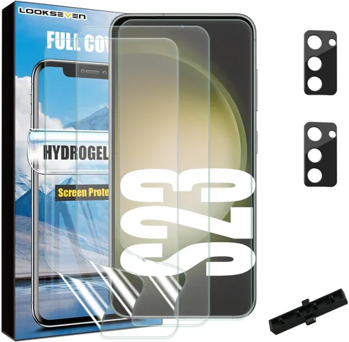 Miniatura 20 de LOOKSEVEN Paquete de 3 protectores de pantalla de película de hidrogel (no vidrio) + 2 paquetes de protectores de lente de cámara de vidrio templado