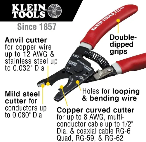 Miniatura 2 de Klein Tools VDV011-852 Kit de instalación coaxial en bolsa moldeada de cadera tiene crimpador, pelacables radiales y cortador de cables