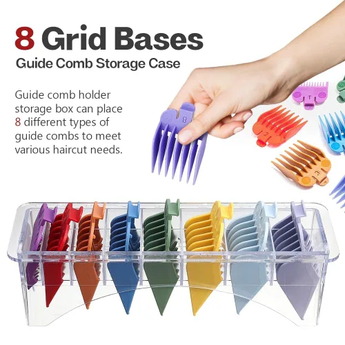 Miniatura 5 de Soporte para cortapelos con base de 8 rejillas, protectores de peluquería profesionales para cortapelos universales (8 rejillas)