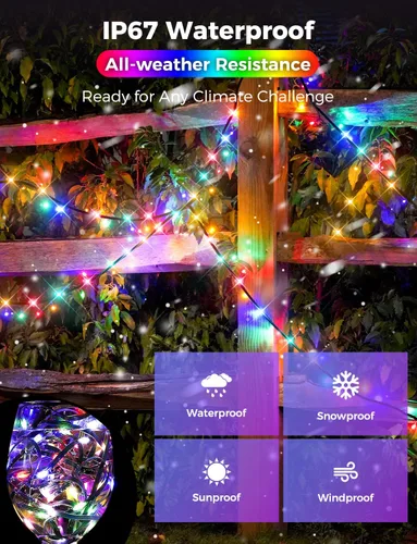 Miniatura 6 de Brightever Luces LED para árbol de Navidad, 900 bombillas de 295 pies, luz de Navidad exterior enchufable con control remoto, 8 modos