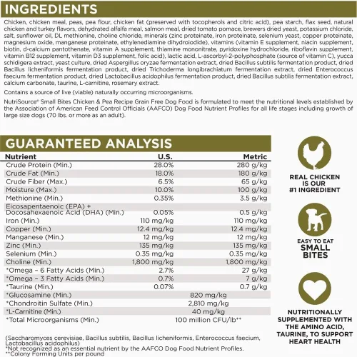 Miniatura 5 de NutriSource Alimento seco para perros sin granos, bocados pequeños, pollo y guisantes, 4 libras