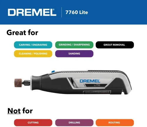 Miniatura 3 de Dremel Lite 7760 N/10 - Herramienta rotatoria inalámbrica de iones de litio de 4V, kit multipropósito de velocidad variable, carga USB, cambios