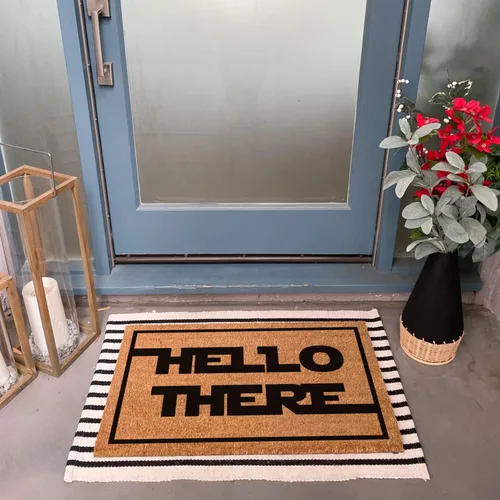 Miniatura 2 de Tapete divertido de fibra de coco con texto en inglés «Hello There Welcome Front Porche» para la entrada al aire libre, personalizado, parte trasera