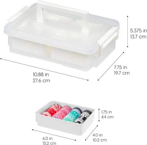 Miniatura 2 de IRIS USA Contenedores de almacenamiento de plástico de 1 cuarto de galón con tapas, paquete de 2, contenedores de almacenamiento para manualidades