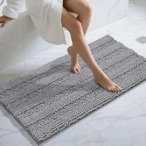 Miniatura 30 de Yimobra Alfombras lavables para baño, alfombra de baño de chenilla súper suave y absorbente para piso y alfombra, alfombra antideslizante de secado