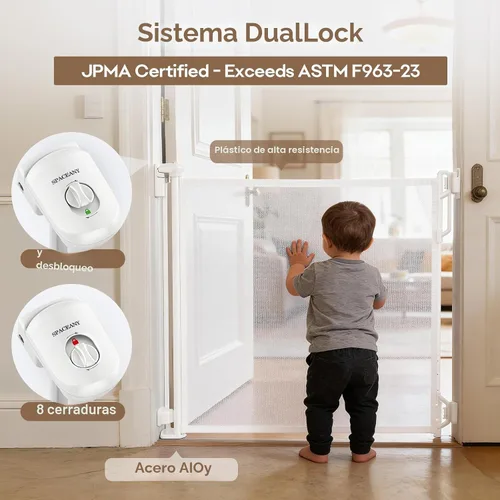 Miniatura 3 de Spaceany Puerta retráctil de seguridad para bebés o puerta de malla para perros, puerta retráctil de malla portátil duradera, fácil de usar