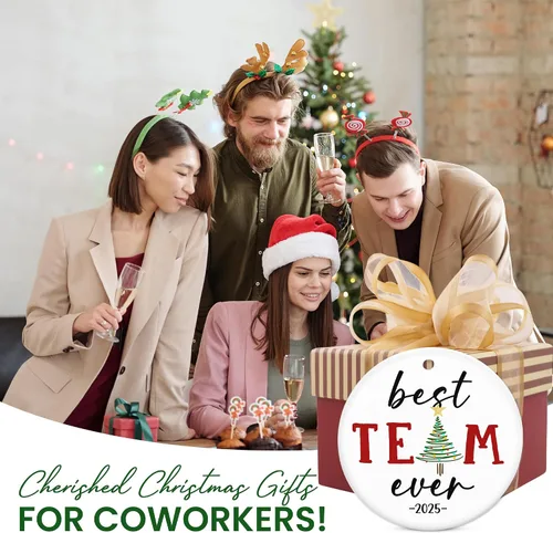 Miniatura 2 de TEEZWONDER Regalos para compañeras de trabajo y amigas - Adornos navideños de cerámica 2025 para decorar el árbol - Regalo de Navidad y cumpleaños