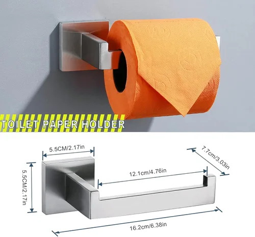 Miniatura 3 de Juego de 4 piezas de accesorios de baño de acero inoxidable de alta calidad, juego de accesorios de baño cuadrados montados en la pared, 23.6 Níquel