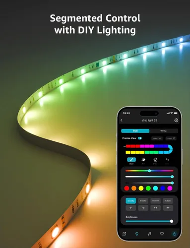 Miniatura 8 de Lepro Tira de luces LED inteligentes S2 AI – Tiras de luz RGBCW de 16.4 pies con 2700K-5700K blanco cálido sintonizable, segmento de color DIY