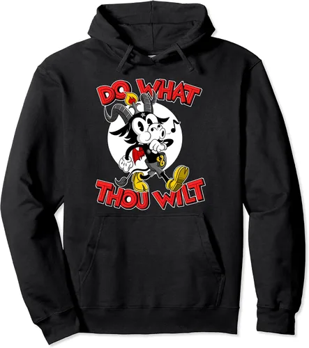 Sudadera con capucha Do What Thou Wilt Baphomet de los años 30 con esoterismo oculto de dibujos animados Negro S