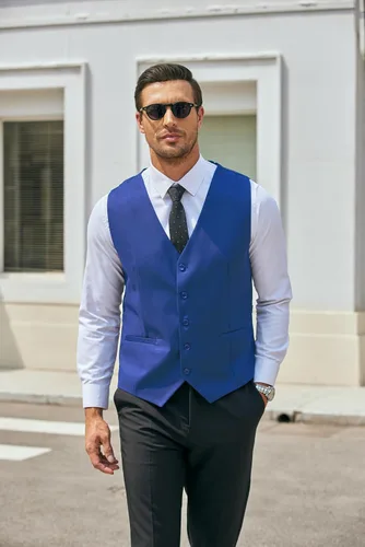 Miniatura 2 de COOFANDY Chaleco de traje de negocios para hombre, chaleco de vestir casual, chaleco ajustado