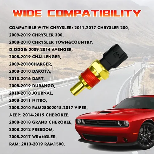 Miniatura 4 de Sensor de temperatura del refrigerante del motor, Sensor de termostato de temperatura del agua para automóvil Reemplazo OE# 5149077AB Compatible