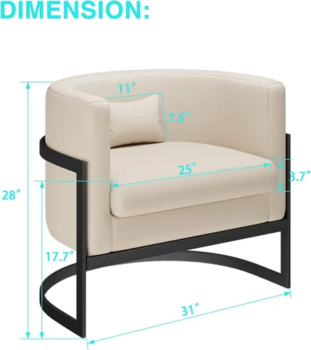 Miniatura 2 de Silla Decorativa Moderna de Cuero Sintético, Silla de Brazos Moderna y Confortable, Silla de Sofá Individual Tapizada para Sala de Estar