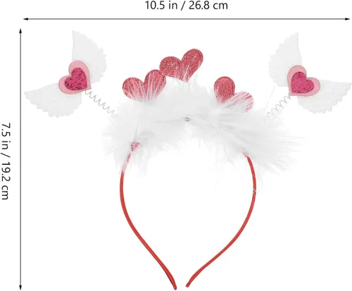 Miniatura 2 de LUOZZY Valentine Headband Pink Heart Headband Valentine Angel Wing Heart-Shaped Headpieces Valentines Day Hair Accessories
