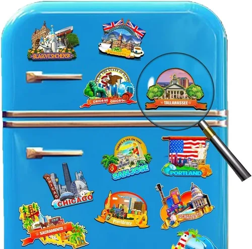 Miniatura 4 de Ensenada México - Imán de madera para nevera 3D, monumentos de viaje, coleccionables, recuerdos, decoración hecha a mano -2053