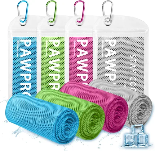 Miniatura 10 de PAWPRO Paquete de 4 toallas refrescantes para cuello y cara (40 x 12 pulgadas), toalla de enfriamiento suave y transpirable con bolsa impermeable