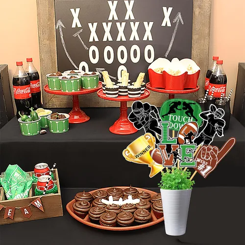 Miniatura 8 de 24 piezas de centros de mesa de fútbol para fiesta de fútbol, decoración de mesa de rugby para el día del juego, fútbol, touchdown, fiesta, tema