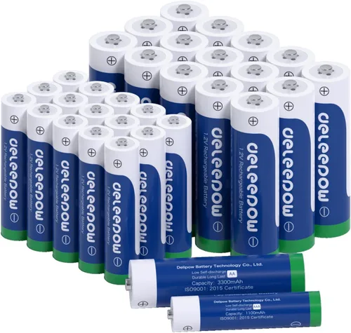 Miniatura 8 de NiMH - Baterías recargables AA de 3300 mAh, paquete de 16 baterías recargables AA de 1.2 V y 16 pilas recargables AAA NiMH de 1200 ciclos