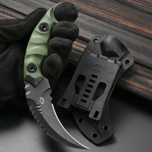 Miniatura 7 de Gtkii GTK691 Cuchillo de hoja fija de acero D2 con mango de fibra de vidrio de nylon y funda de Kydex para camping al aire libre, caza, senderismo