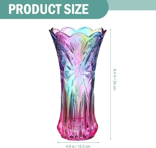 Miniatura 5 de Florero de cristal arcoíris de boca ancha de vidrio colorido para estantería, mesa de comedor, oficina, escritorio, sala de reuniones, baño