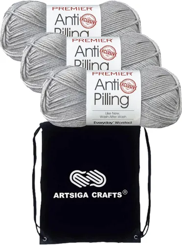 Miniatura 65 de Premier Yarns Everyday Anti-Pelusa Hilo Sólido Verde Pino DN100-8 (6-Madejas - Mismo Lote de Tinta) #4 Peso Estambre Acrílico para Tejer