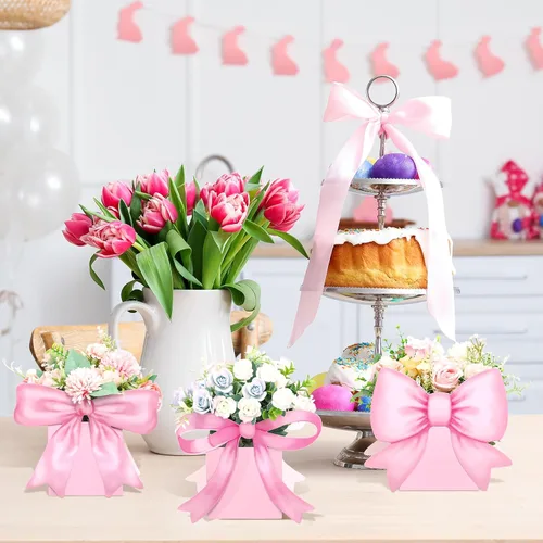 Miniatura 7 de Hushee 12 juegos de centros de mesa de flores de oso para mesas de baby shower, cajas 3D para niños y niñas, centro de mesa de cumpleaños