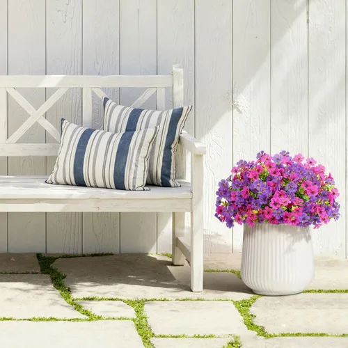 Miniatura 7 de Lifewit Flores artificiales para interiores y exteriores, 12 paquetes de flores falsas de plástico con hojas de eucalipto para decoración del jardín