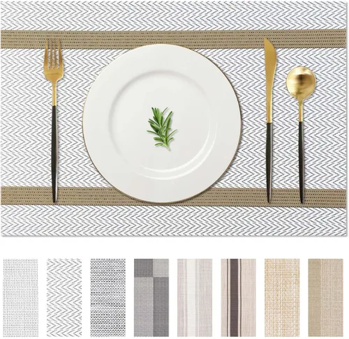 Miniatura 16 de AHHFSMEI Manteles individuales para mesa de comedor, juego de 4, manteles individuales de vinilo tejido de plástico, antideslizantes, aislamiento