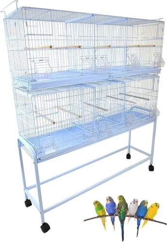 Miniatura 21 de Gran lote de jaula de vuelo para pájaros, sin óxido, galvanizada, chapada en zinc, apilable, con divisor central removible y puertas para nido