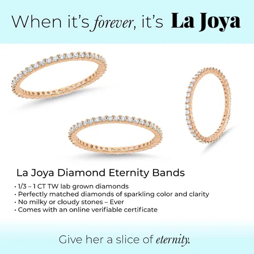 Miniatura 3 de La Joya 13 - 1 CT TW Certified Lab Created Diamond Eternity Band for Women Sparkling 10k Solid Gold Anniversary Bands Stackable Bands and Diamond
