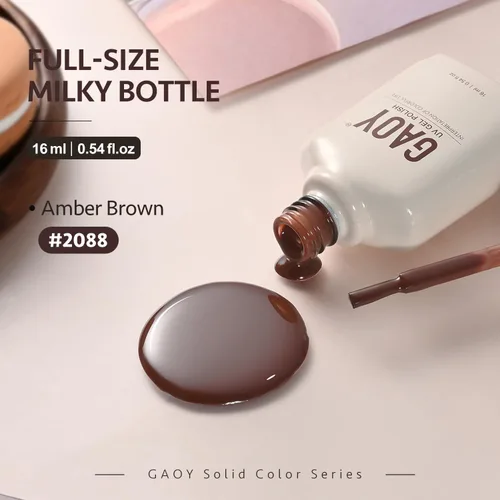 Miniatura 6 de GAOY - Esmalte de uñas de gel marrón, 16ml de esmalte de gel para quitar por remojo, curado con luz UV para arte de uñas, manicura DIY en casa, 2088