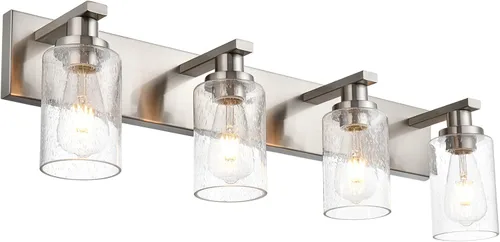 Miniatura 7 de Lámparas de baño con pantallas de vidrio semillado, 6 luces de tocador, montaje en pared, iluminación del hogar para cocina, sobre espejo Brused