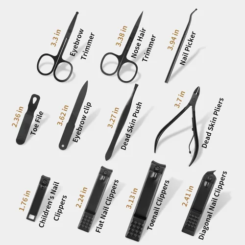 Miniatura 5 de MINKINH Juego de manicura profesional de cortaúñas, kit de manicura de acero inoxidable, herramientas para el cuidado de uñas con lujosa funda