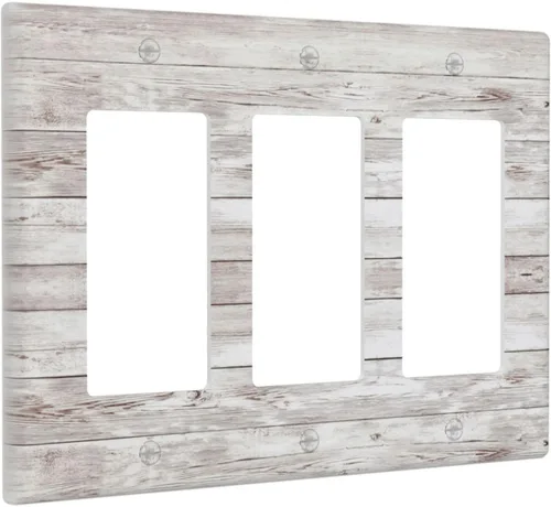 Miniatura 297 de Placa Decorativa de Pared de Granja Rústica con Cuerno de Madera para Puerta de Granero 1 Banda Duplex Cubiertas de Toma Eléctrica Soltera