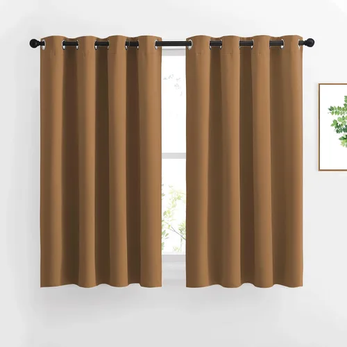 NICETOWN - Cortinas verticales y lisas para ventana de cocina sobre el fregadero, reducen el ruido, para lavandería (color marrón dorado, 52