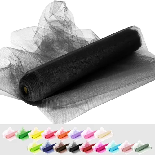 Miniatura 9 de Rollos de tela de tul, 54 pulgadas por 10 yardas (30 pies), cinta de tul para decoración de fiestas de boda, rollo de tela transparente en bobina
