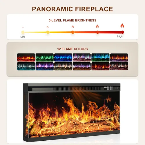 Miniatura 5 de MXV Soporte de TV con chimenea de 70 pulgadas, chimenea de vidrio de 3 lados y centro de entretenimiento moderno, consola multimedia de madera